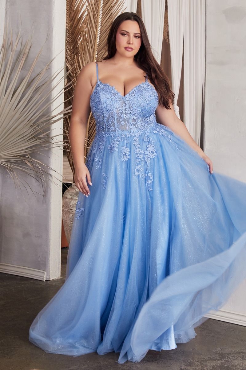 Plus Size Dresses Glitter Plus Size Formal Prom Long Dress Blue