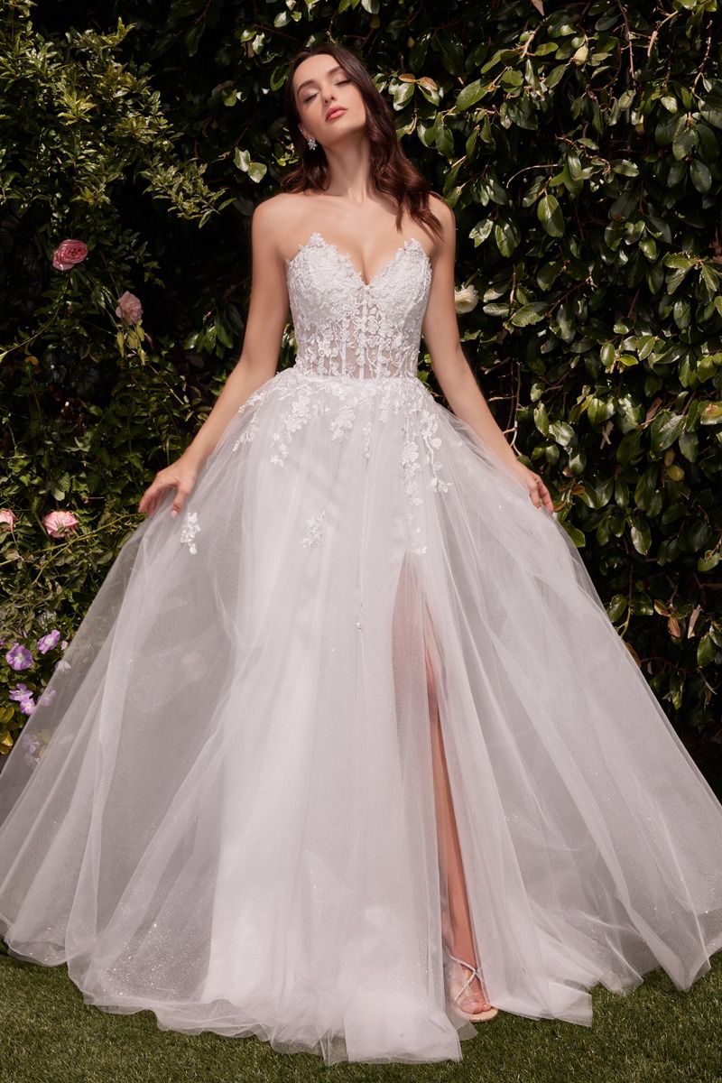LaDivine C148W A Line Long Lace Wedding Dress
