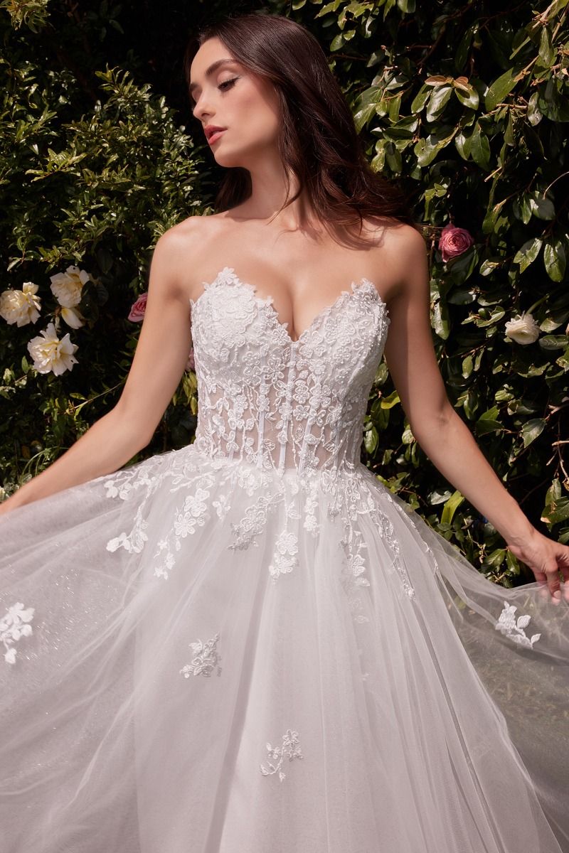 Off White Cinderella Divine C148W Long A Line Glitter Wedding Dress for ...