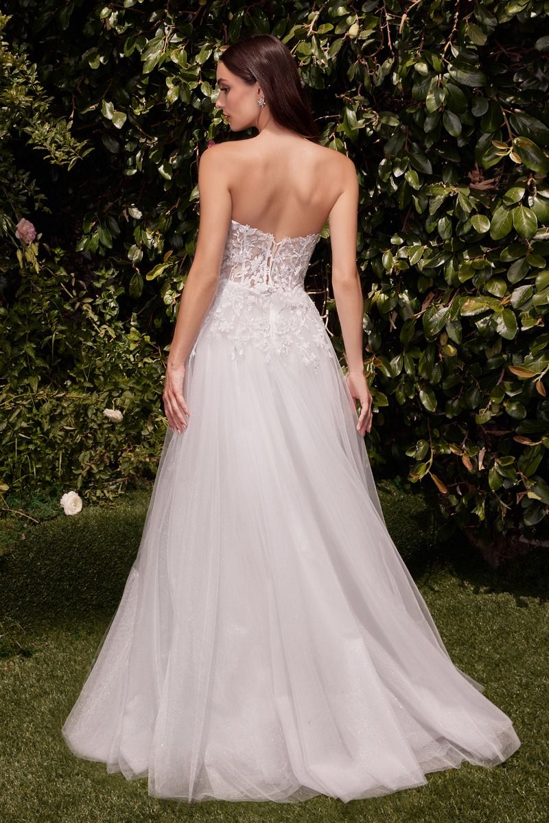 Ladivine C148W Strapless A Line Lace & Tulle Wedding Dress, Off White / 12