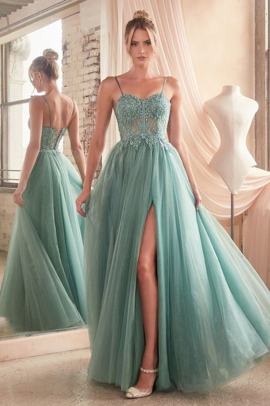 Prom Dresses Long Corset Formal A Line Prom Dress Dusty Teal