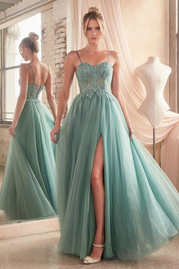 LaDivine C150 Long Corset Formal A Line Prom Dress