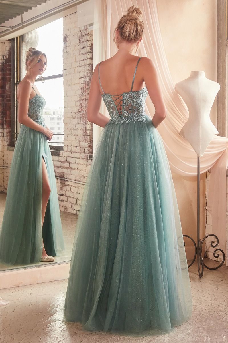 LaDivine C150 Long Corset Formal A Line Prom Dress