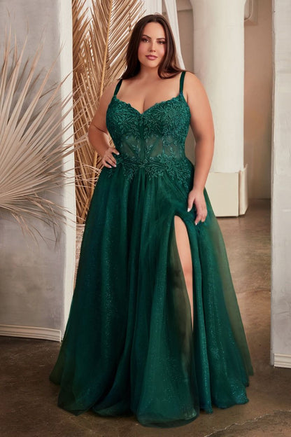 Plus Size Dresses A Line Plus Size Formal Prom Long Dress Emerald