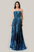 Prom Dresses Pleated Halter Metallic Formal Prom Long Dress Blue