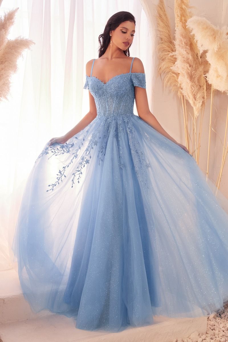 Prom Dresses Glitter Beaded Formal Prom Long Dress Blue