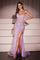 Prom Dresses Long Beaded Slit Formal Fitted Corset Prom Dress Lavender