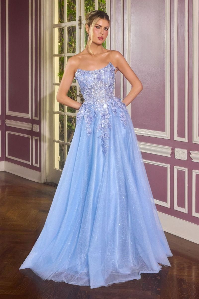 Prom Dresses A Line Lace Applique Long Formal Prom Dress Blue