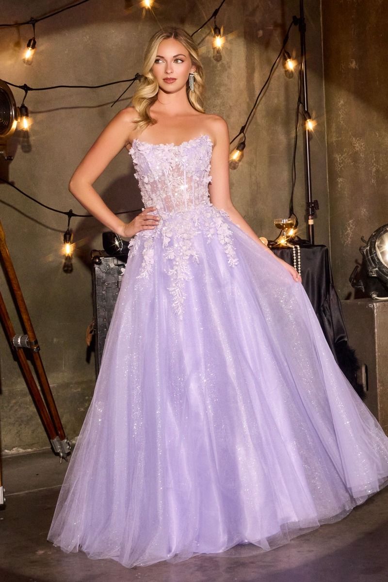 Prom Dresses A Line Lace Applique Long Formal Prom Dress Lavender