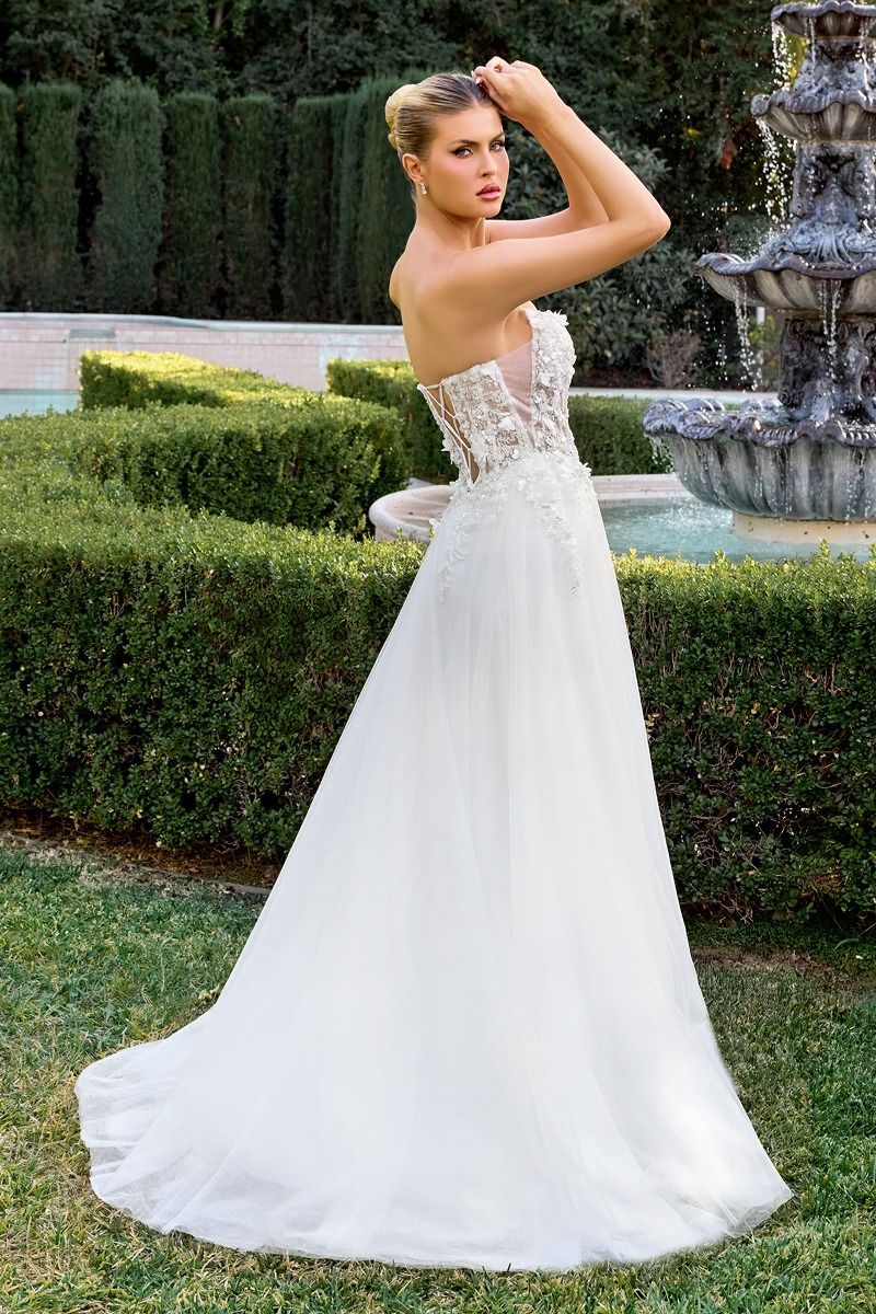 LaDivine C174W Long Bridal A Line 3D Floral Wedding Dress – The