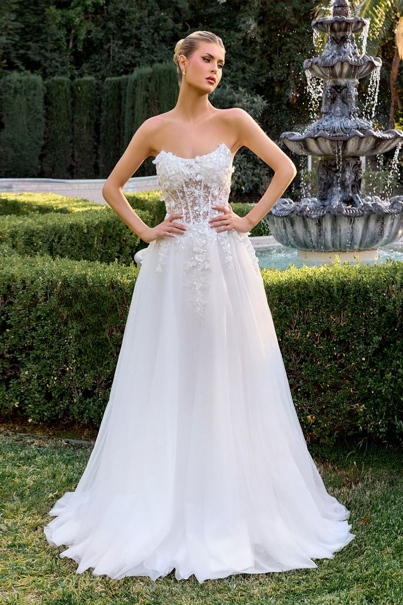 LaDivine C174W Long Bridal A Line 3D Floral Wedding Dress - Off White / 16 LaDivine C174W Long Bridal A Line 3D Floral Wedding Dress - Off White / 16