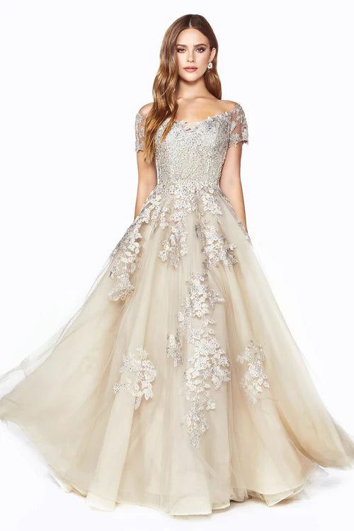 LaDivine C20 Long Formal Off Shoulder Evening Dress