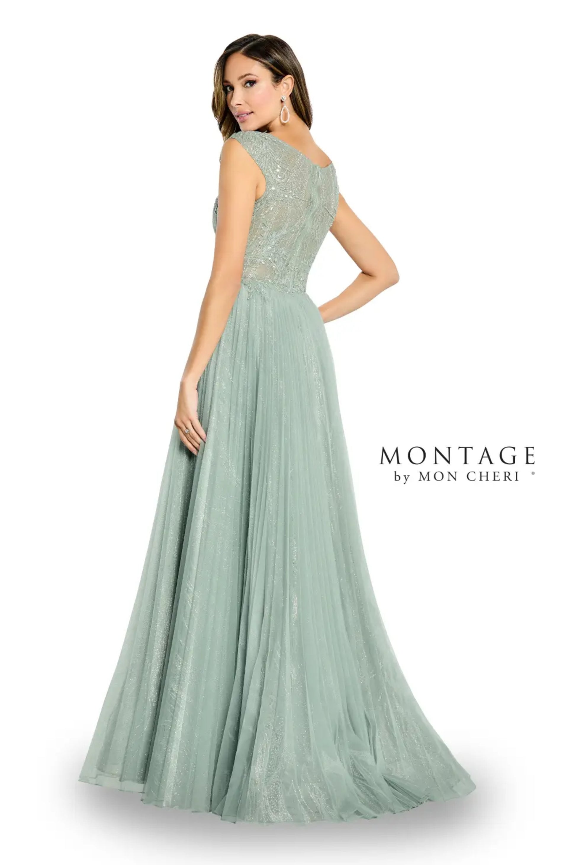 Montage M515 A Line Formal Long Beaded Lace Evening Dress