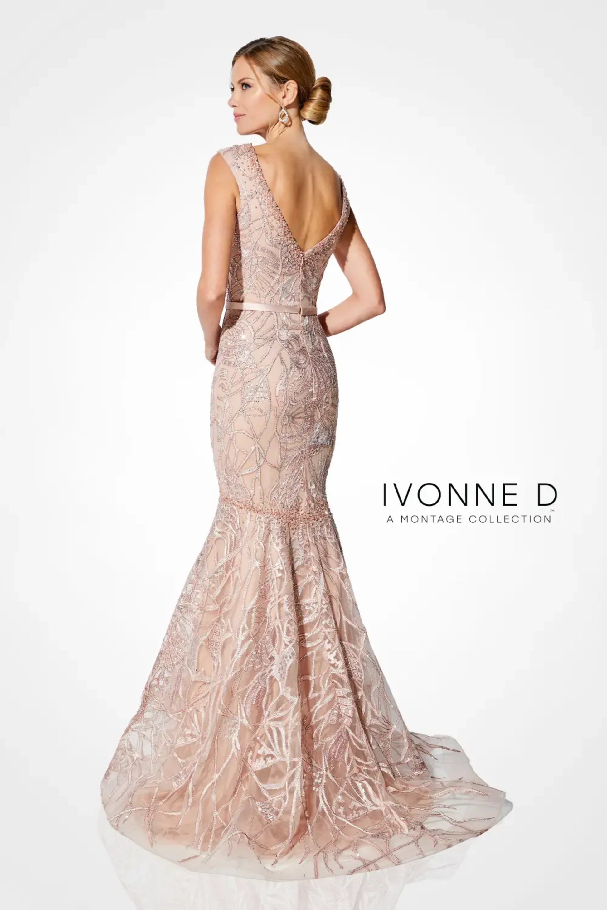 Ivonne D 221D53 Long Mother of the Bride  Formal Beaded Lace Dress