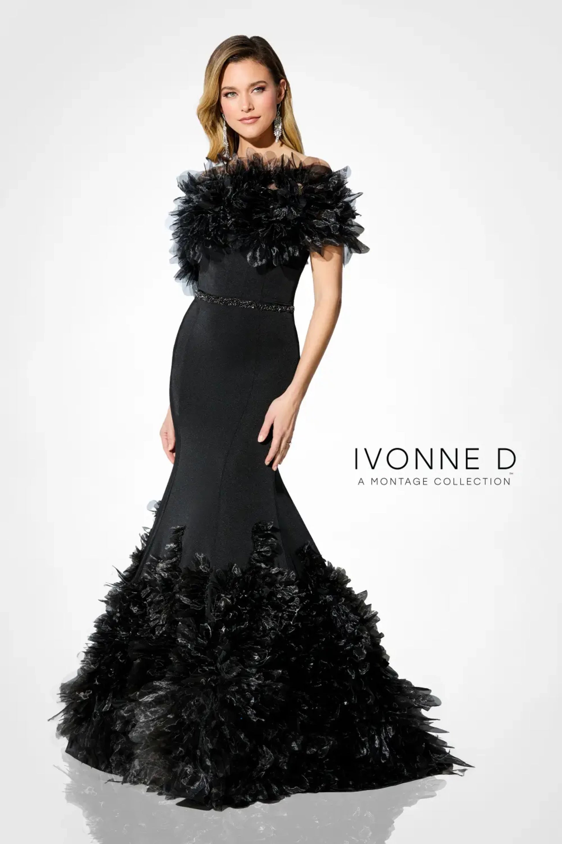 Ivonne D ID909 Long Mermaid Formal Beaded Evening Gown