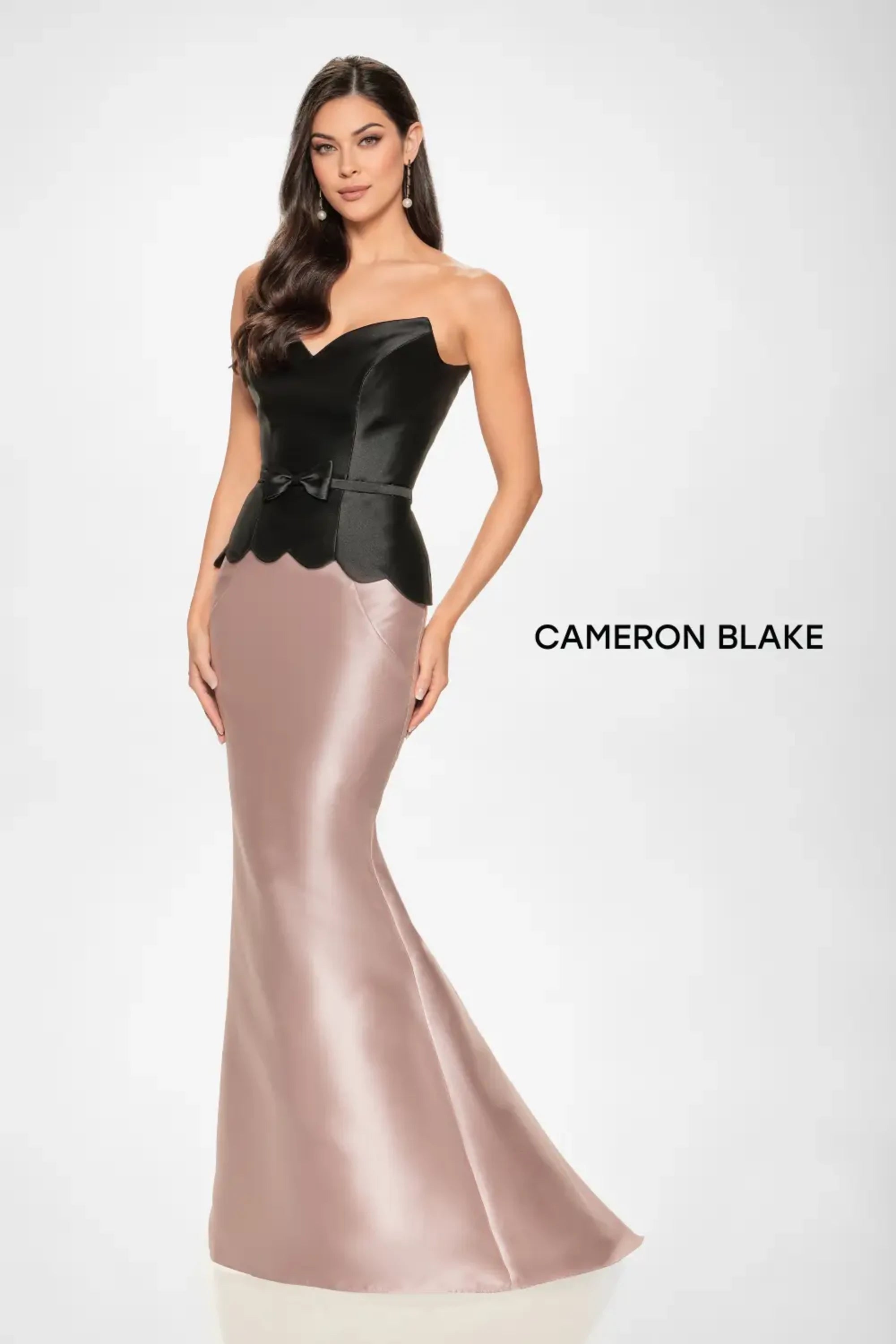 Formal Dresses Long Mermaid Formal Peplum Evening Dress Black/Blush