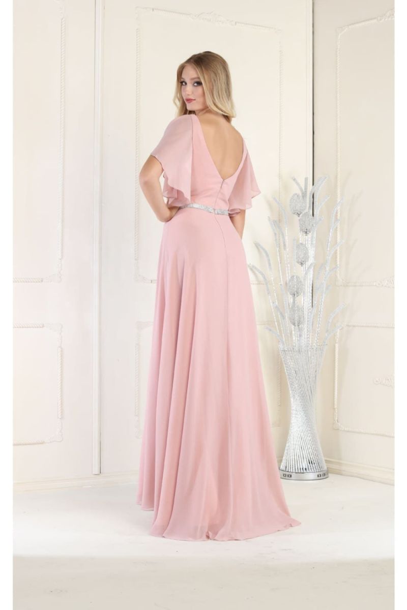 Illusion Floor-Length Chiffon Evening A-Line May Queen 1972