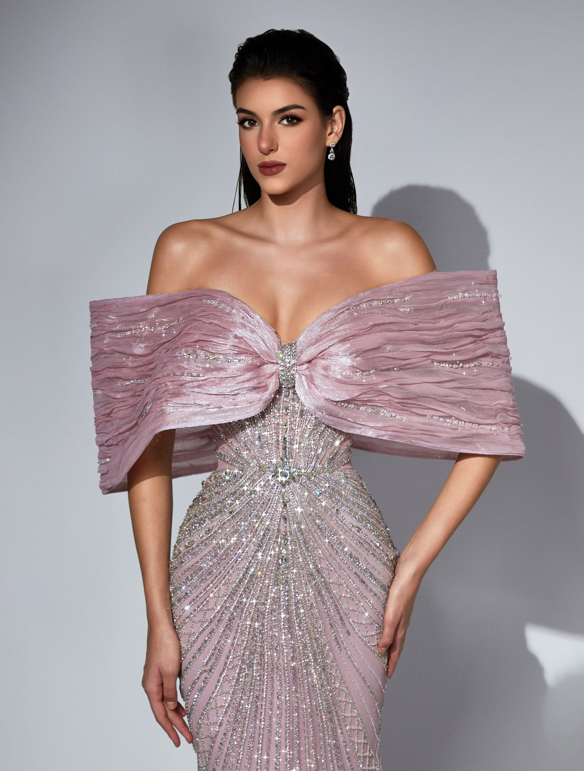 Off-the-Shoulder Floor-Length Satin Prom Mermaid Pre Order