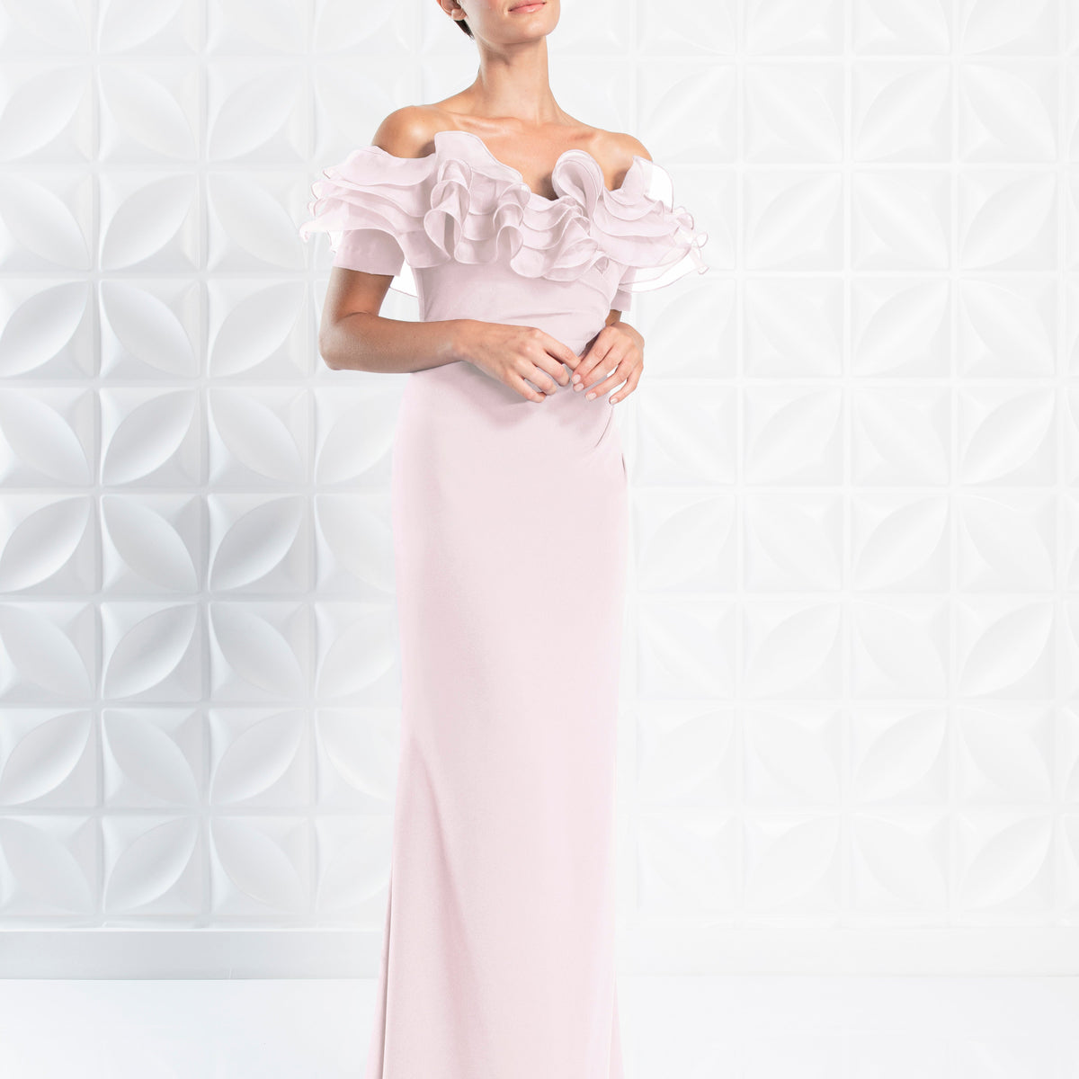 sage green bridesmaid dresses chiffon Lace Appliqued Bodice Pink Chiffon Long Mismatched Bridesmaid Dresses with Slit APD2254 main image 1