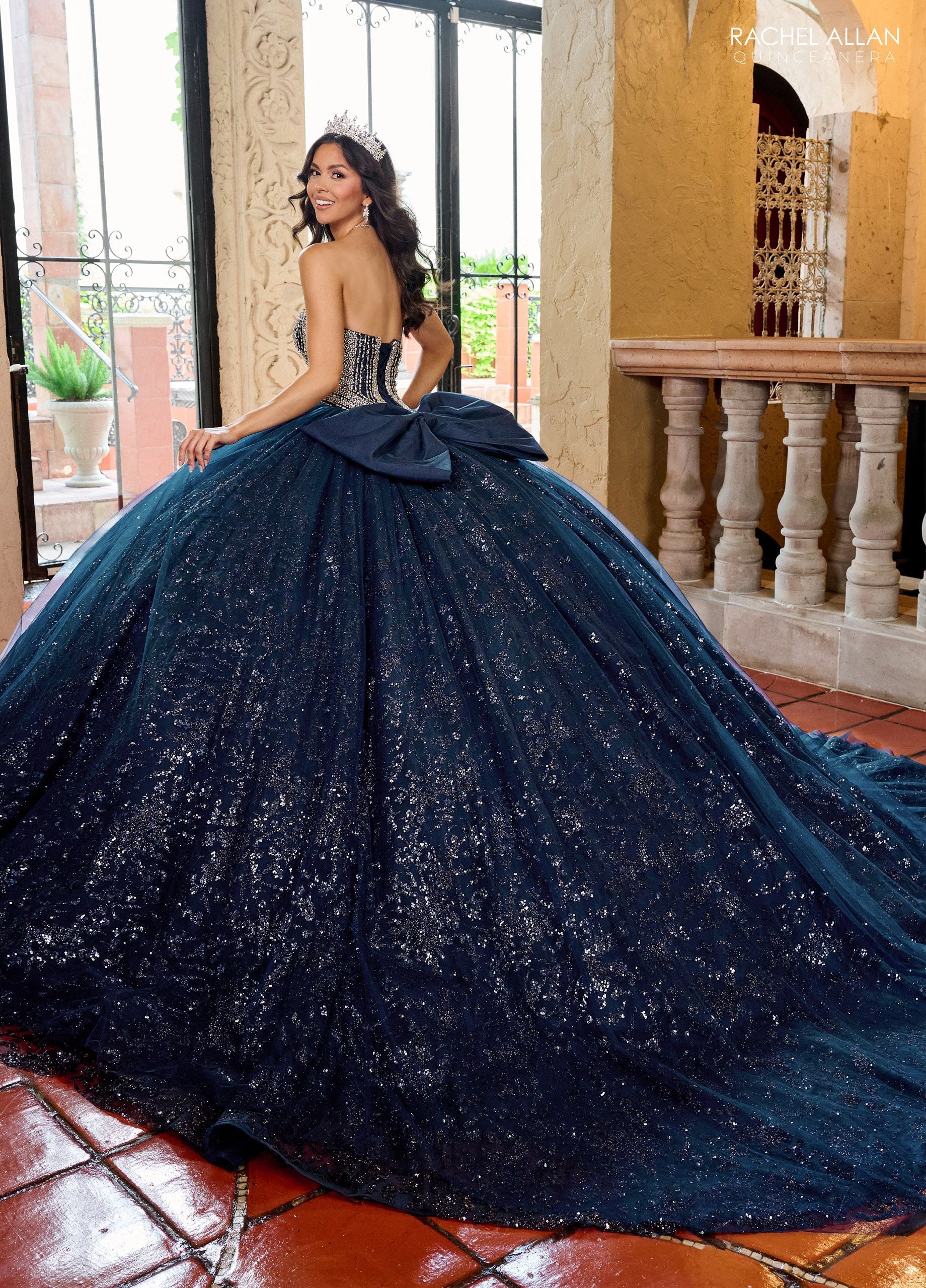 Rachel Allan RQ1160 Long Beaded Glitter Sweet 16 Quinceanera Dress