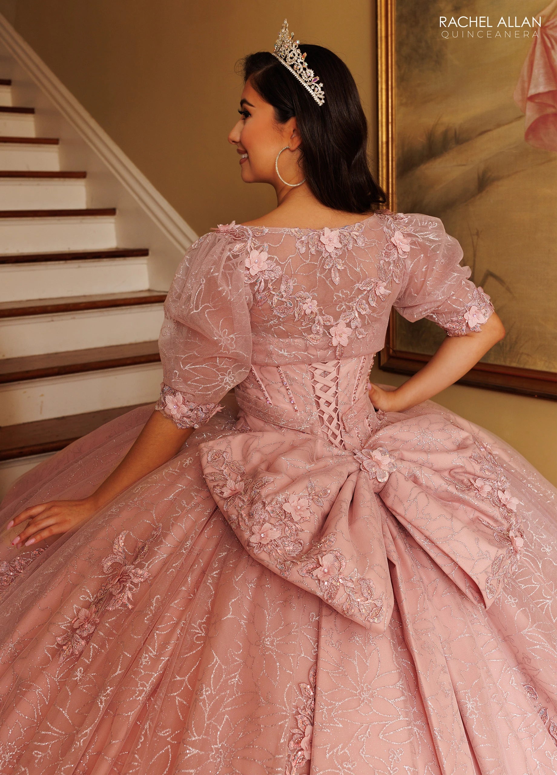 Strapless Curved Neck Floor-Length Tulle Quinceañe Ball Gown Rachel Allan RQ1195