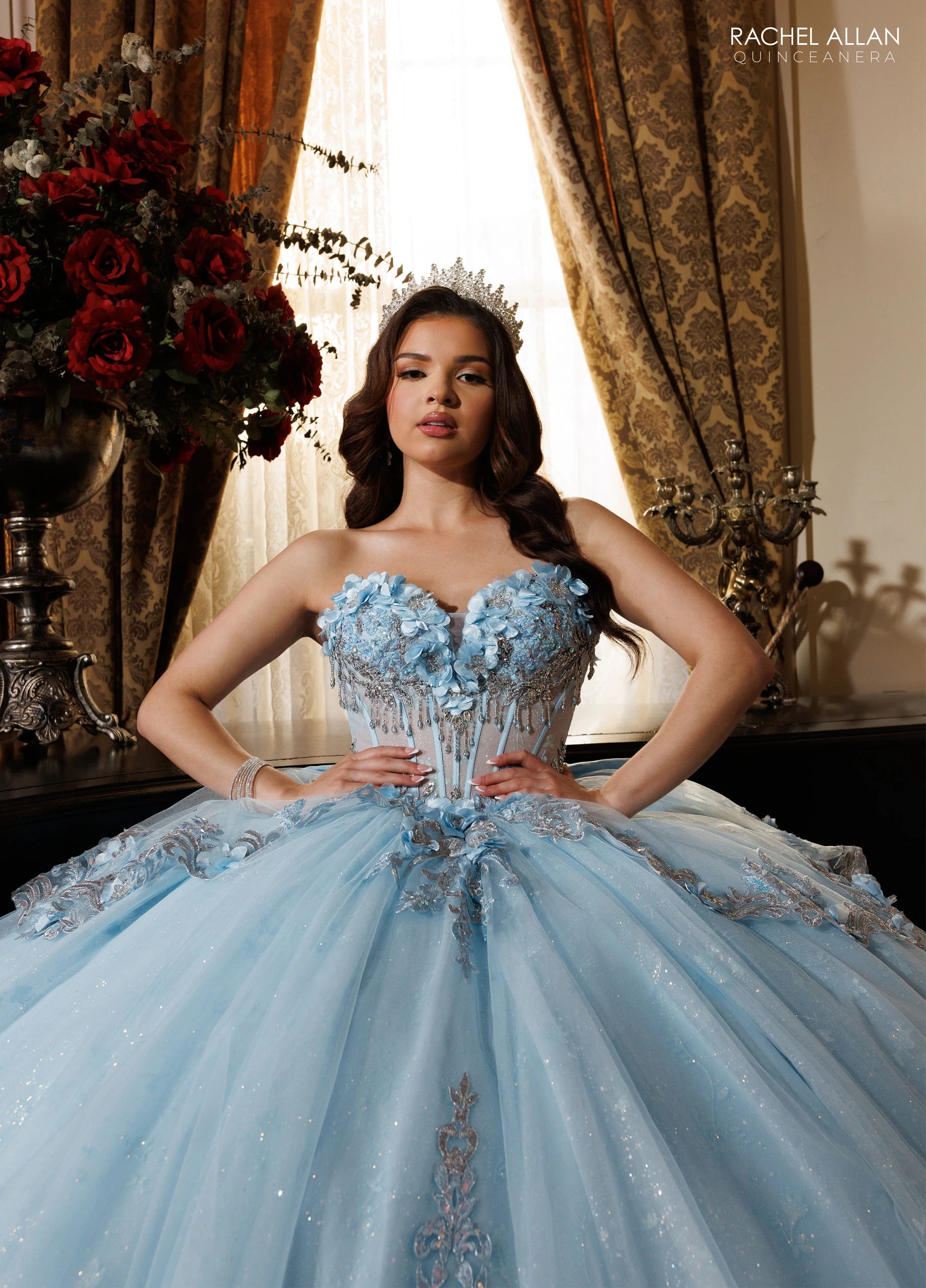Off-the-Shoulder Floor-Length Tulle Quinceañe Ball Gown Rachel Allan RQ1196