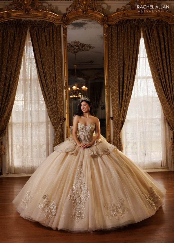 Off-the-Shoulder Floor-Length Tulle Quinceañe Ball Gown Rachel Allan RQ1198