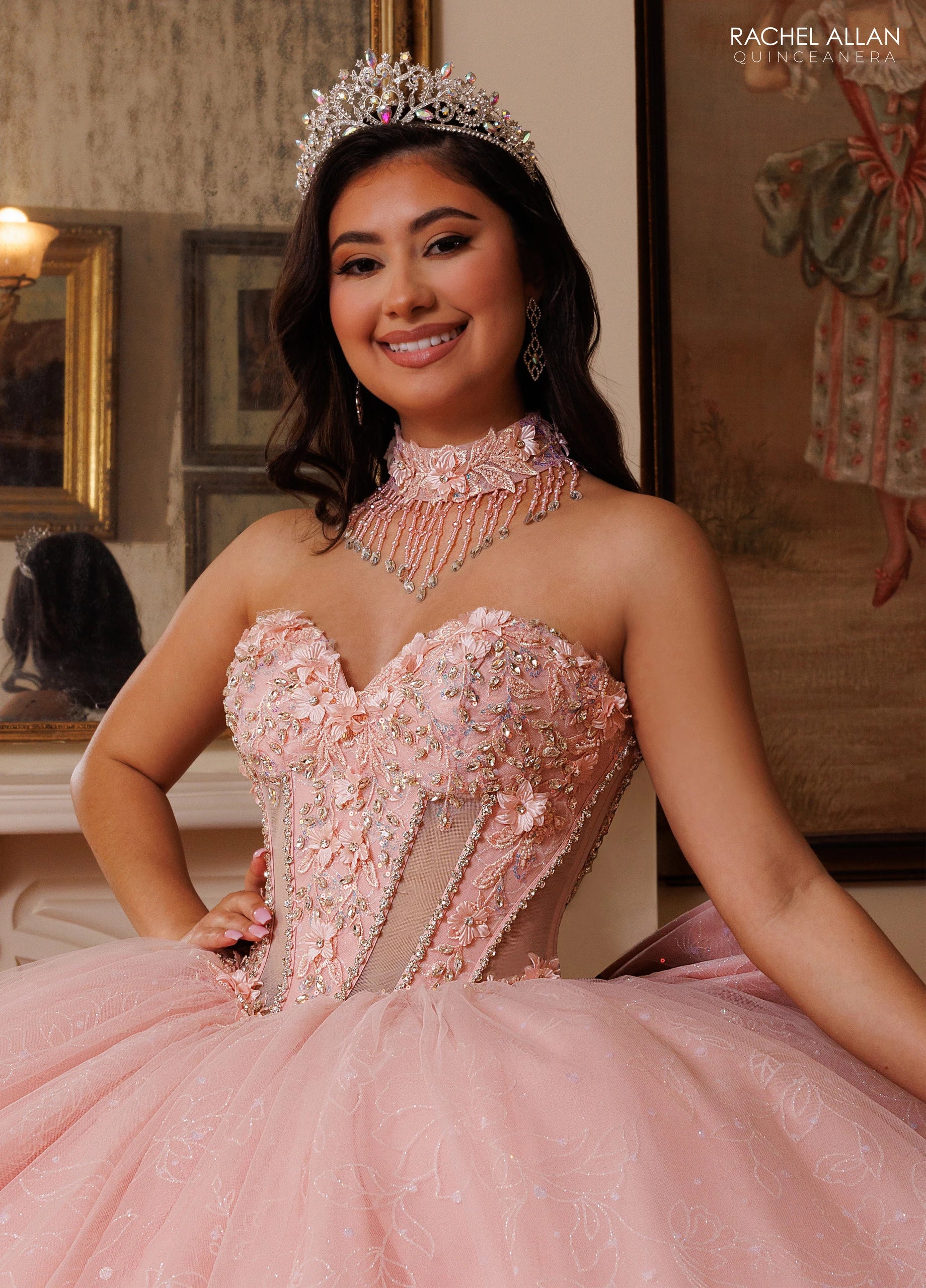 Off-the-Shoulder Floor-Length Tulle Quinceañe Ball Gown Rachel Allan RQ1192