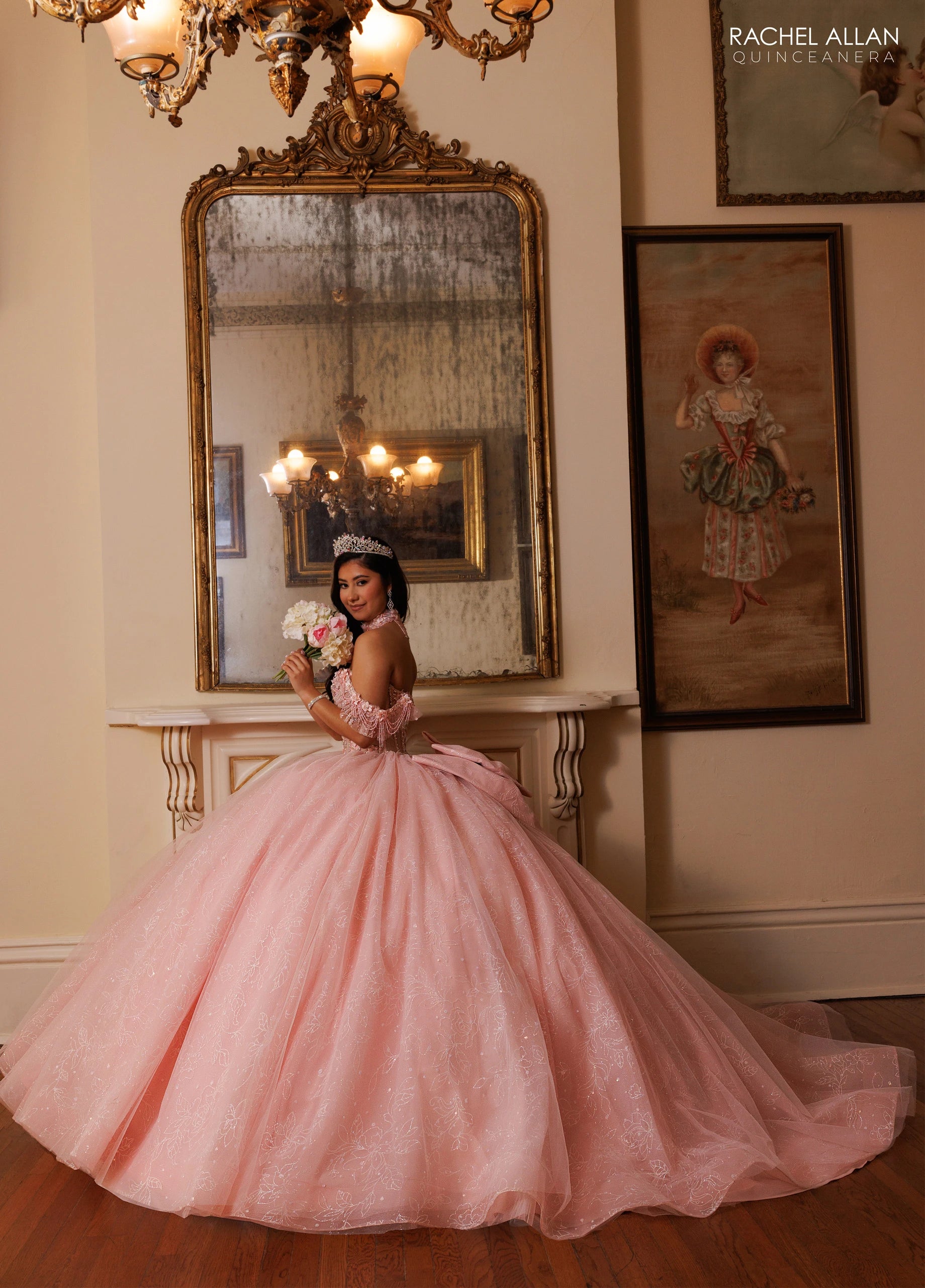 Off-the-Shoulder Floor-Length Tulle Quinceañe Ball Gown Rachel Allan RQ1192