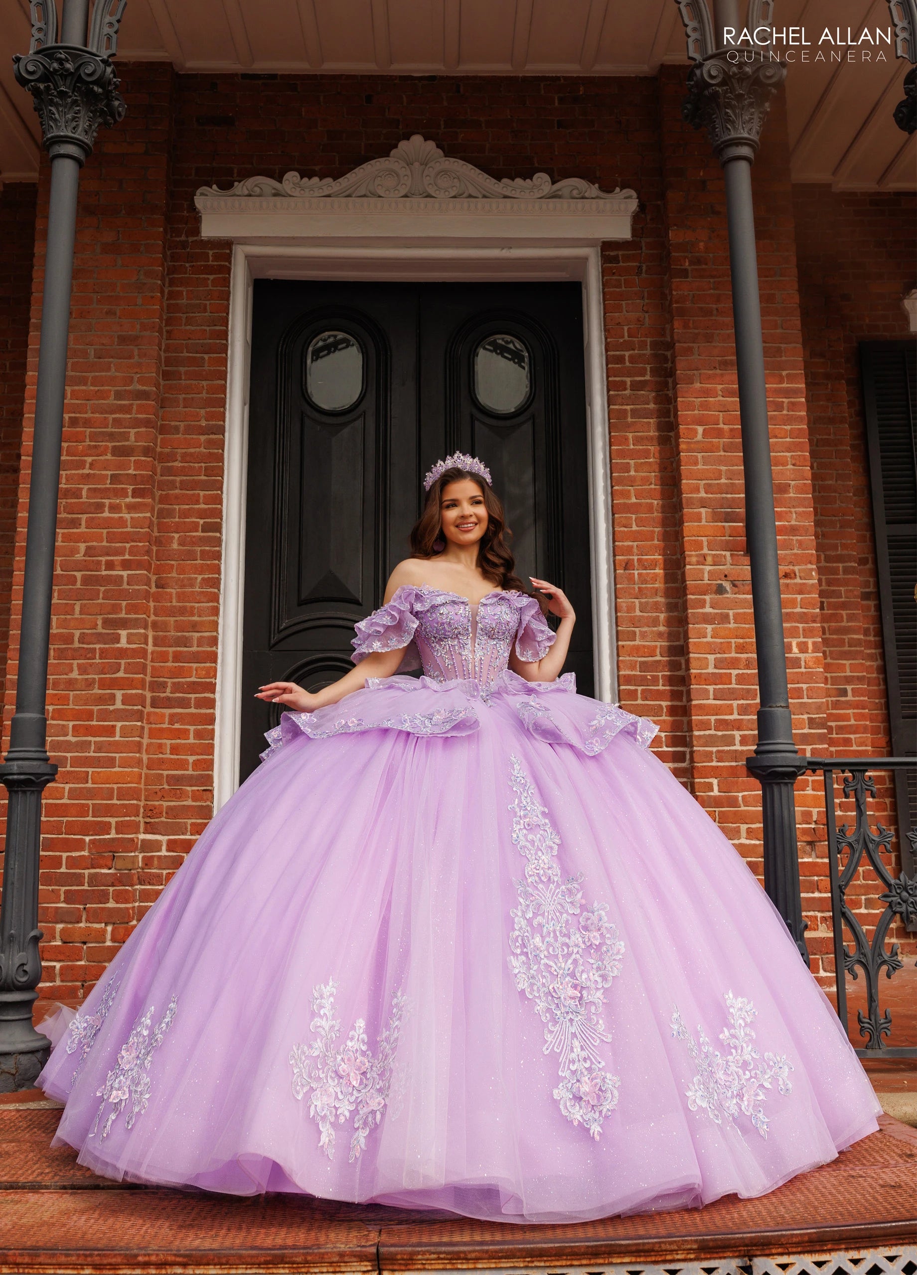 Off-the-Shoulder Floor-Length with T in Tulle Quinceañe Ball Gown Rachel Allan RQ1198