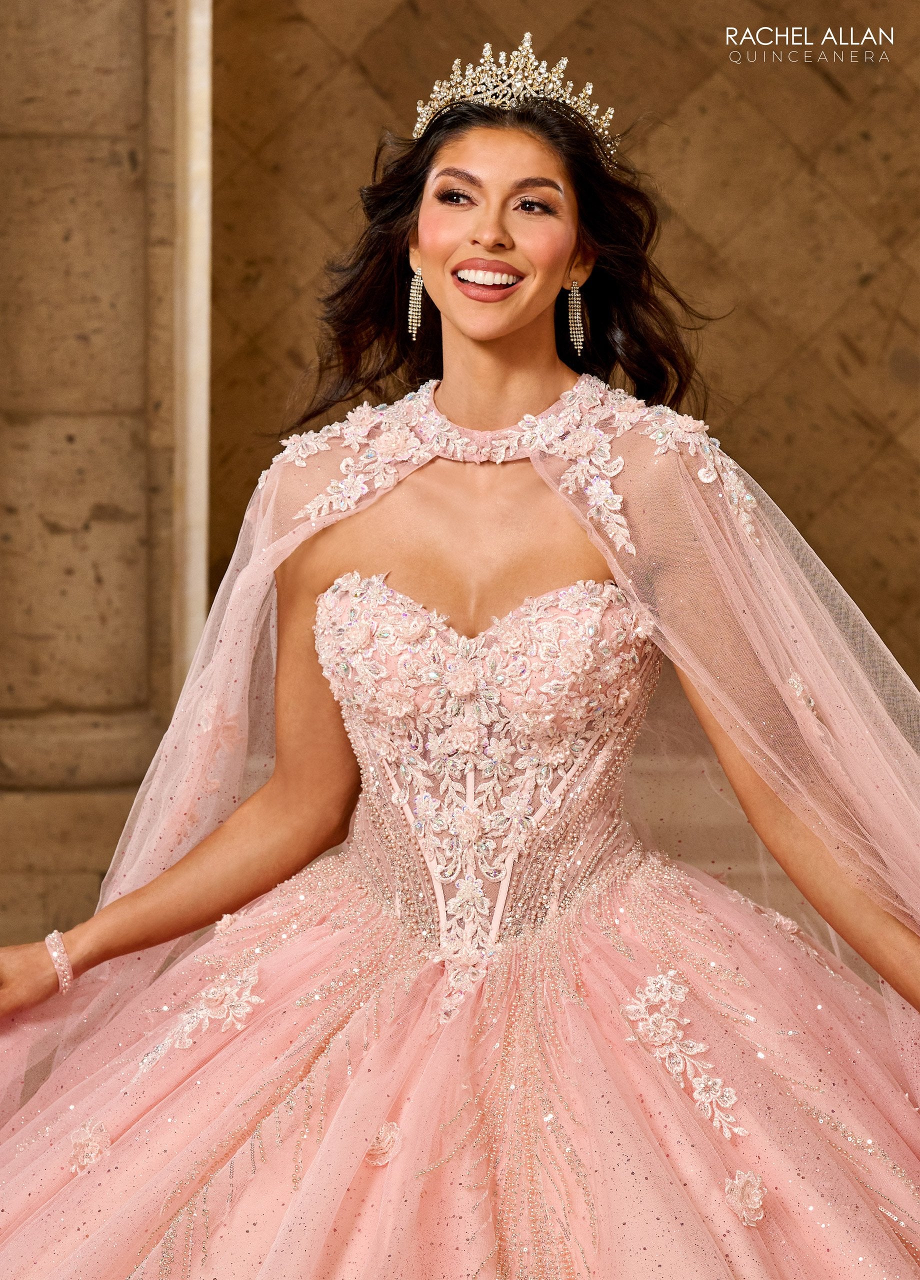 Rachel Allan RQ1162 Long Ball Gown Glitter Overskit Quinceanera Dress