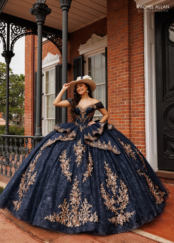 Off-the-Shoulder Floor-Length Tulle Quinceañe Ball Gown Rachel Allan RQ1191