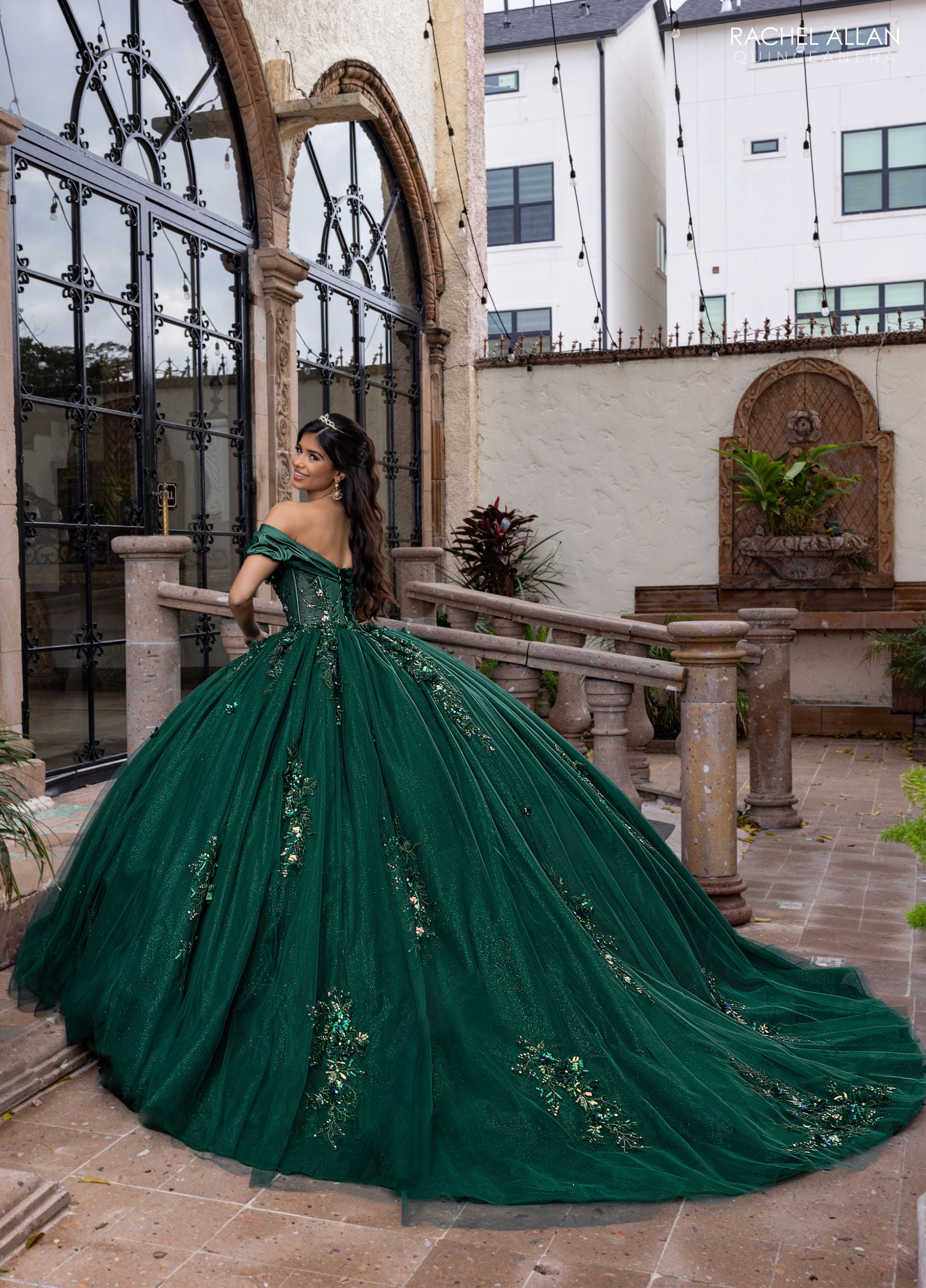 Quinceniera Dresses Long Glitter Quinceanera Dress Emerald