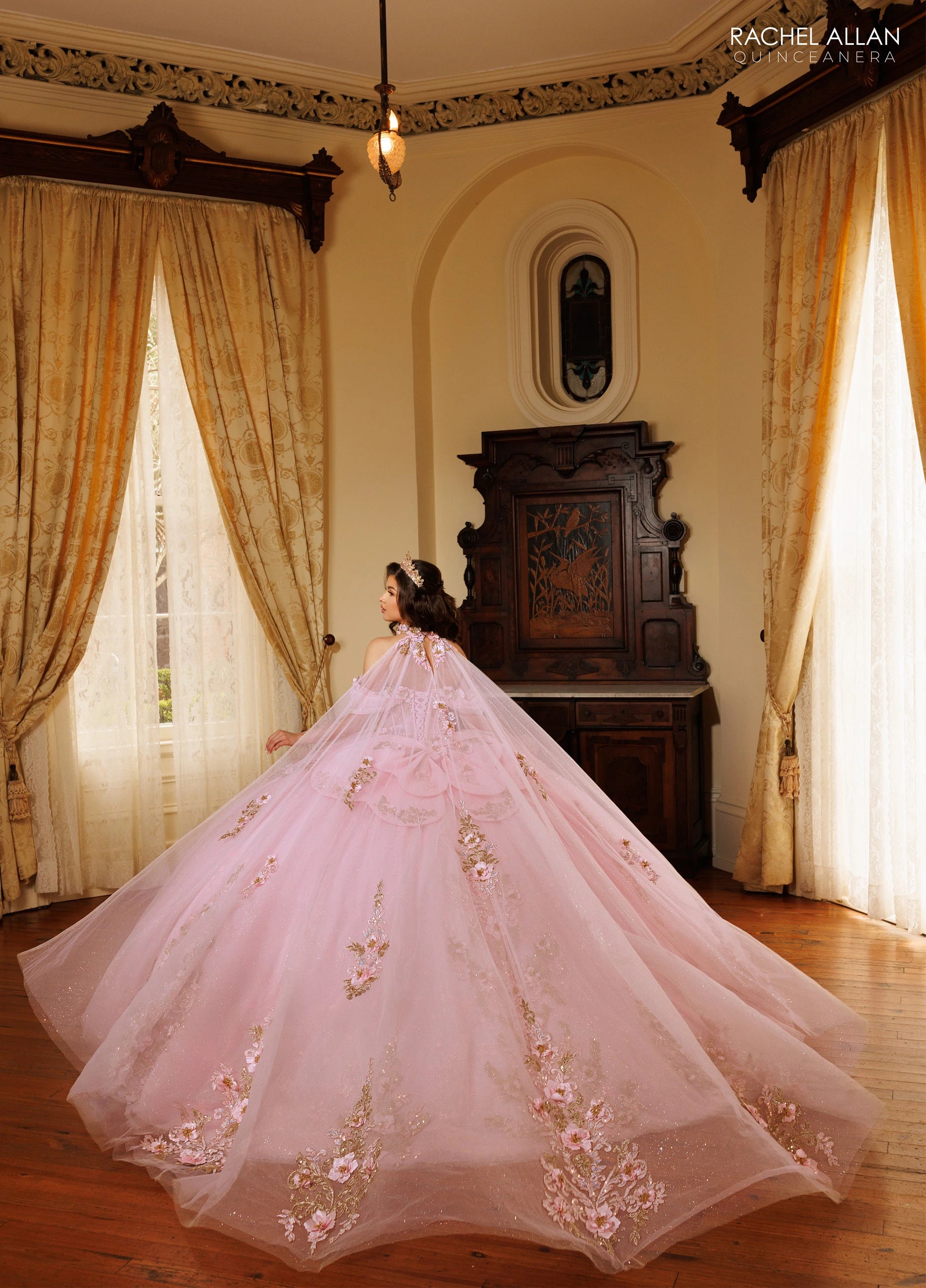 Off-the-Shoulder Floor-Length Tulle Quinceañe Ball Gown Rachel Allan RQ1196