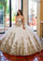 Quinceniera Dresses Glitter Ball Gown Long Quinceanera Dress Ivory Gold