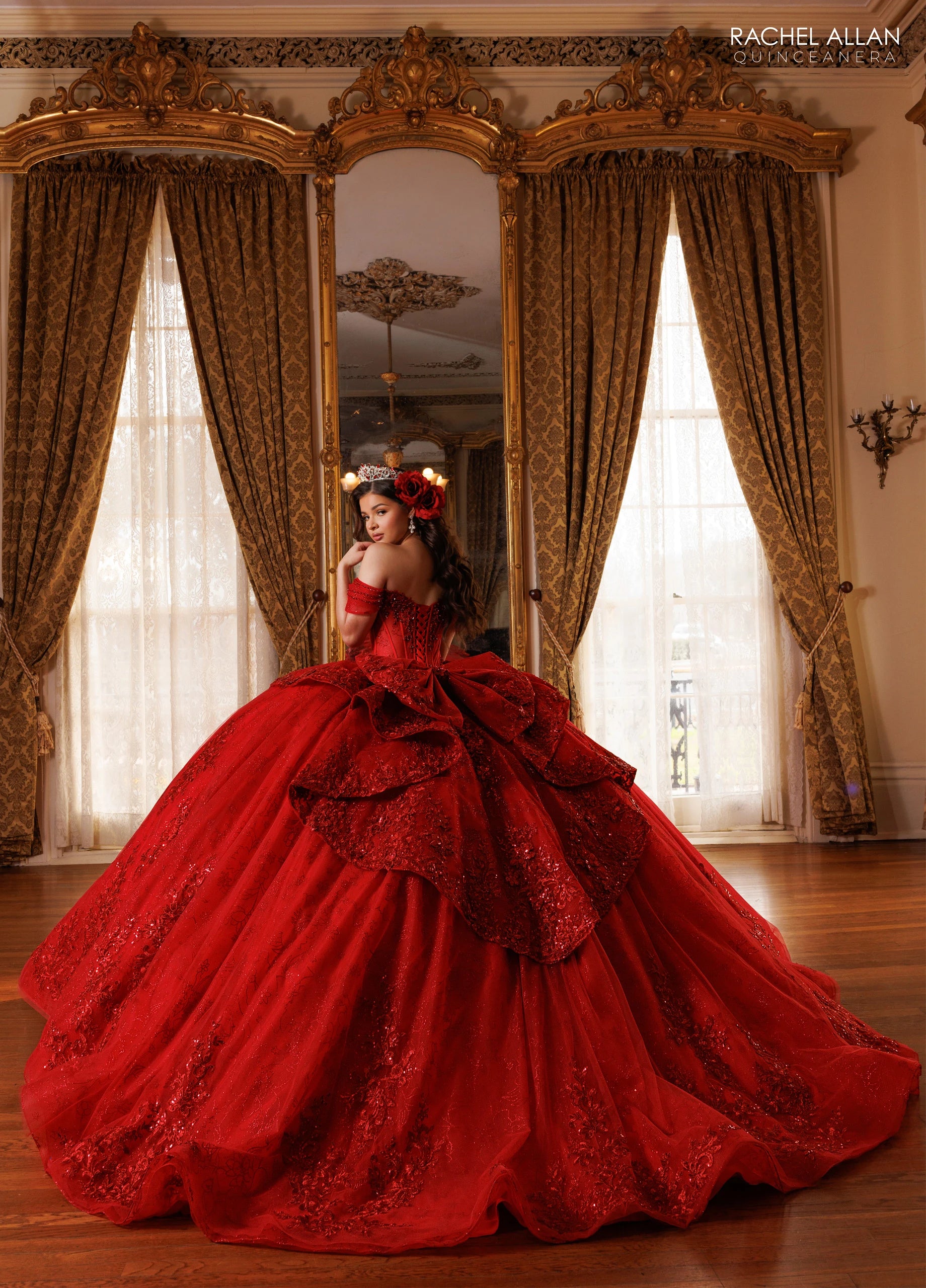 Off-the-Shoulder Floor-Length Tulle Quinceañe Ball Gown Rachel Allan RQ1191