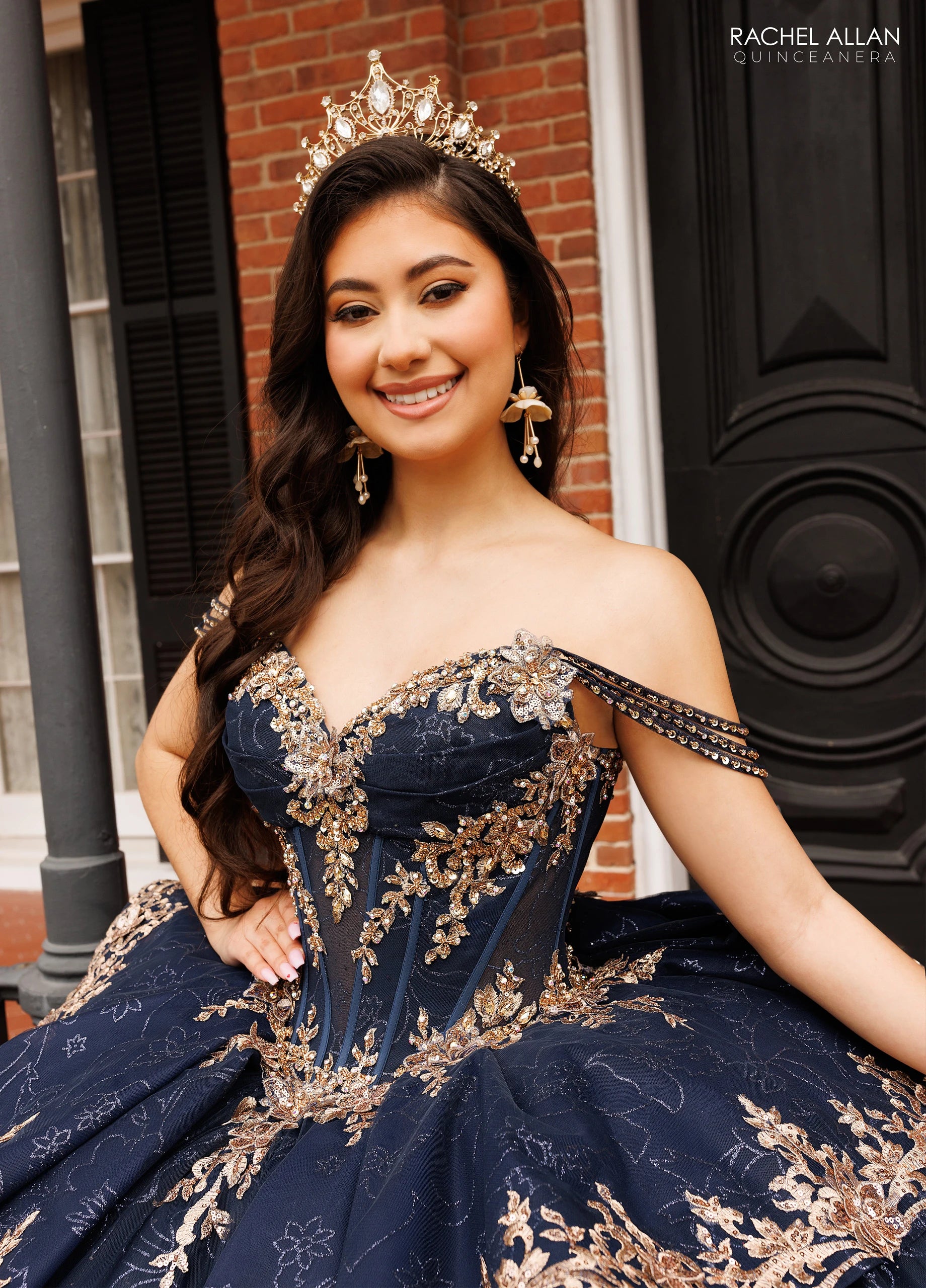 Off-the-Shoulder Floor-Length Tulle Quinceañe Ball Gown Rachel Allan RQ1191