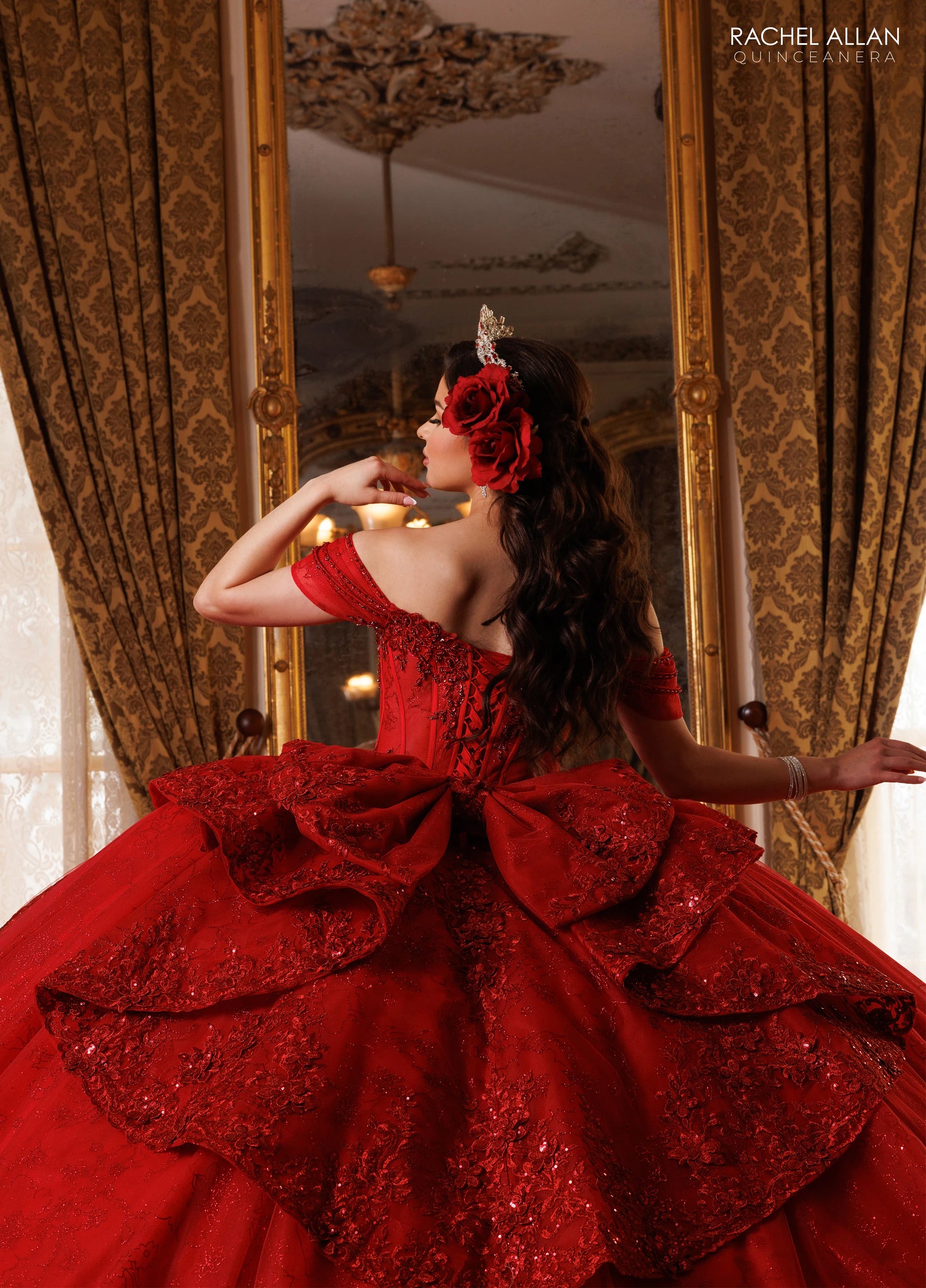 Off-the-Shoulder Floor-Length Tulle Quinceañe Ball Gown Rachel Allan RQ1191