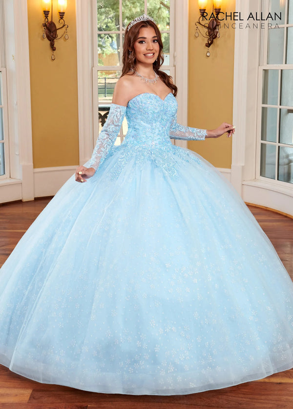 Sweetheart Glitter Tulle Quinceanera Ball Gown with Bead Embellishments Rachel Allan RQ1116
