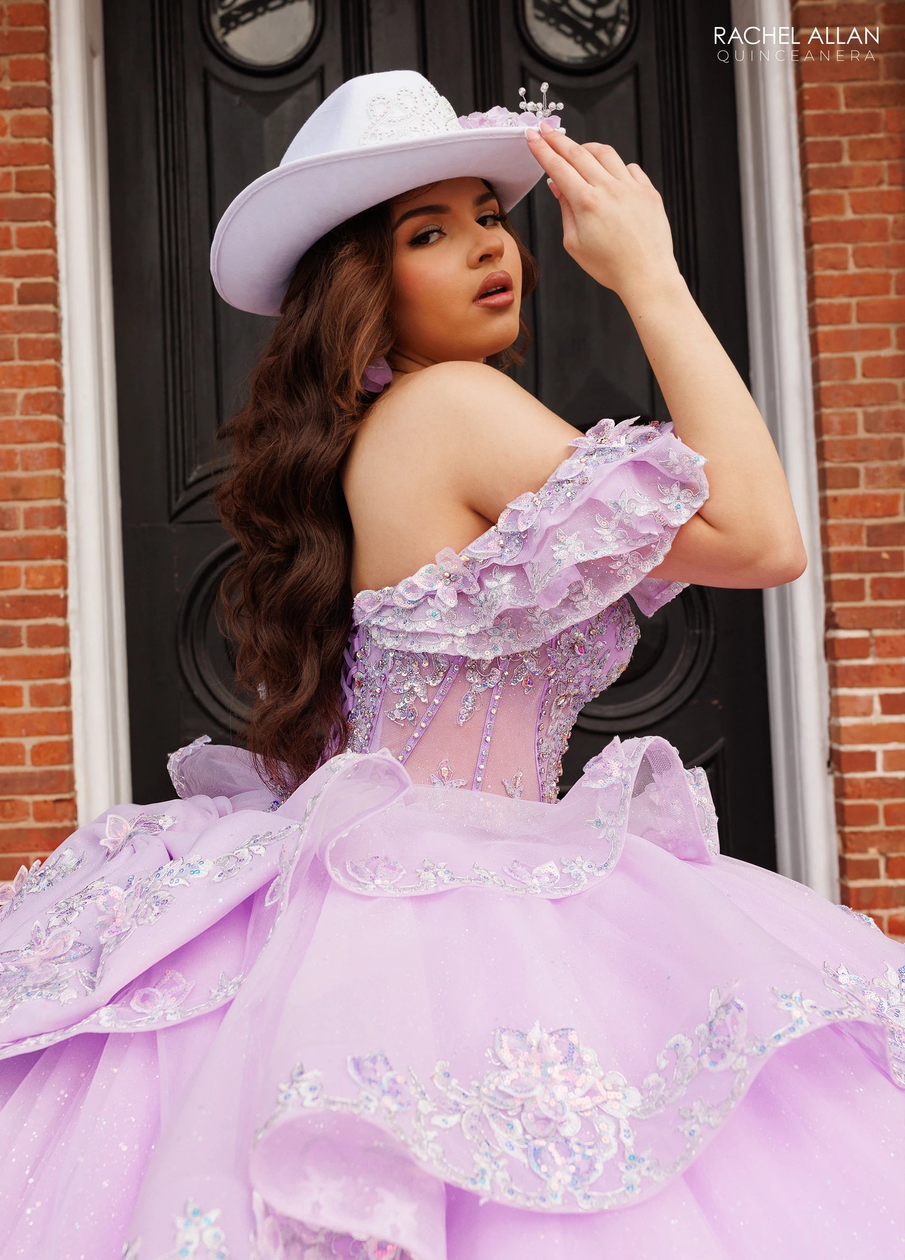 Off-the-Shoulder Floor-Length with T in Tulle Quinceañe Ball Gown Rachel Allan RQ1198