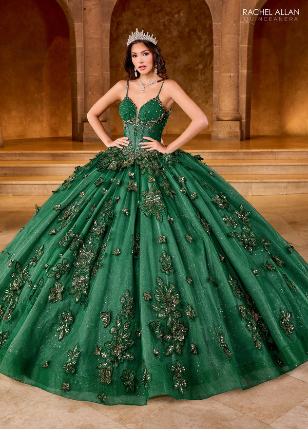 Sweetheart Floor Length Glitter Tulle Quinceanera Ball Gown with Embroidery Rachel Allan RQ1149