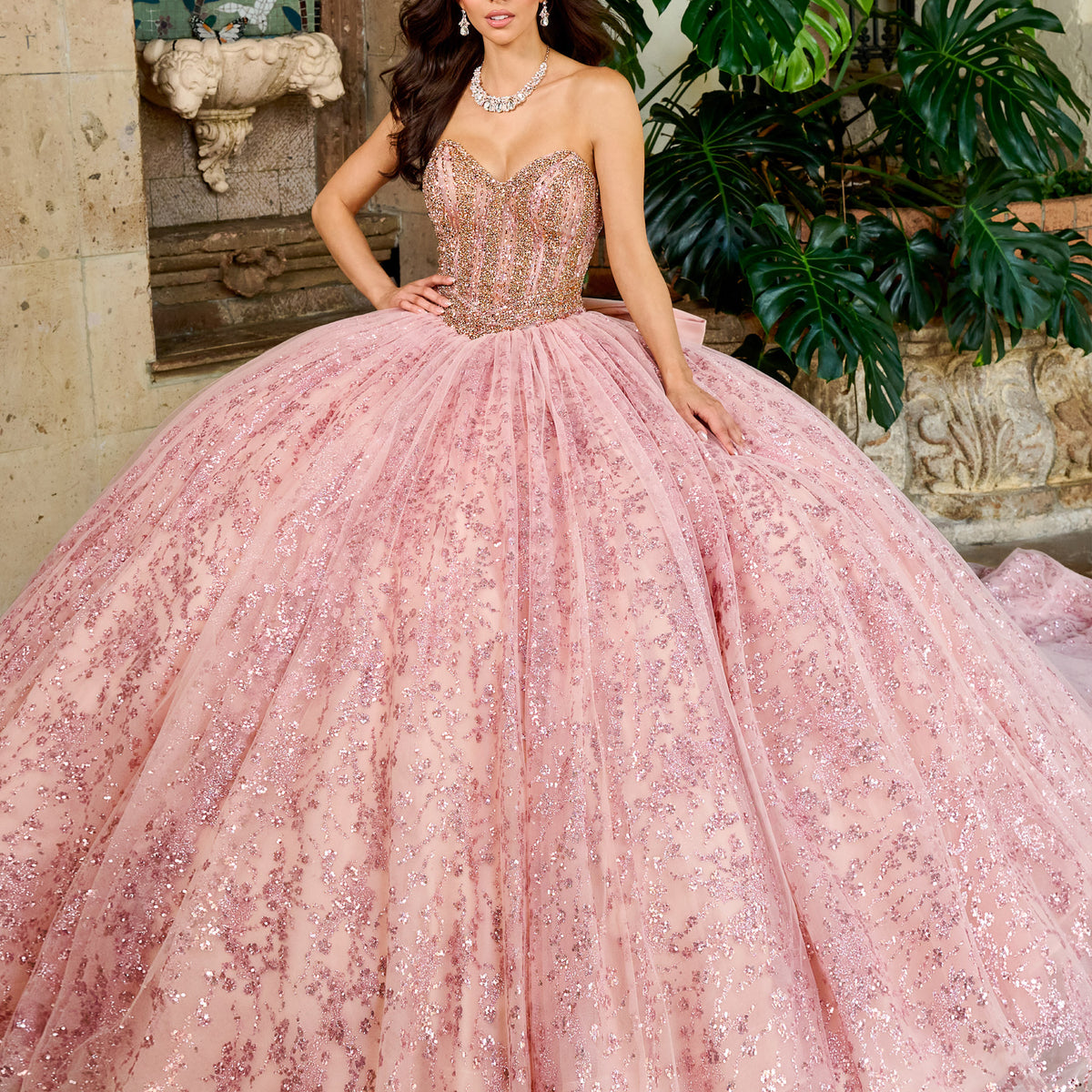 quinceaera dresses rose gold Quinceanera We Love (Styling Tips) Live your fairytale fantasy in this Princesa ball gown PR12262 Rose Gold Dama Dresses $99