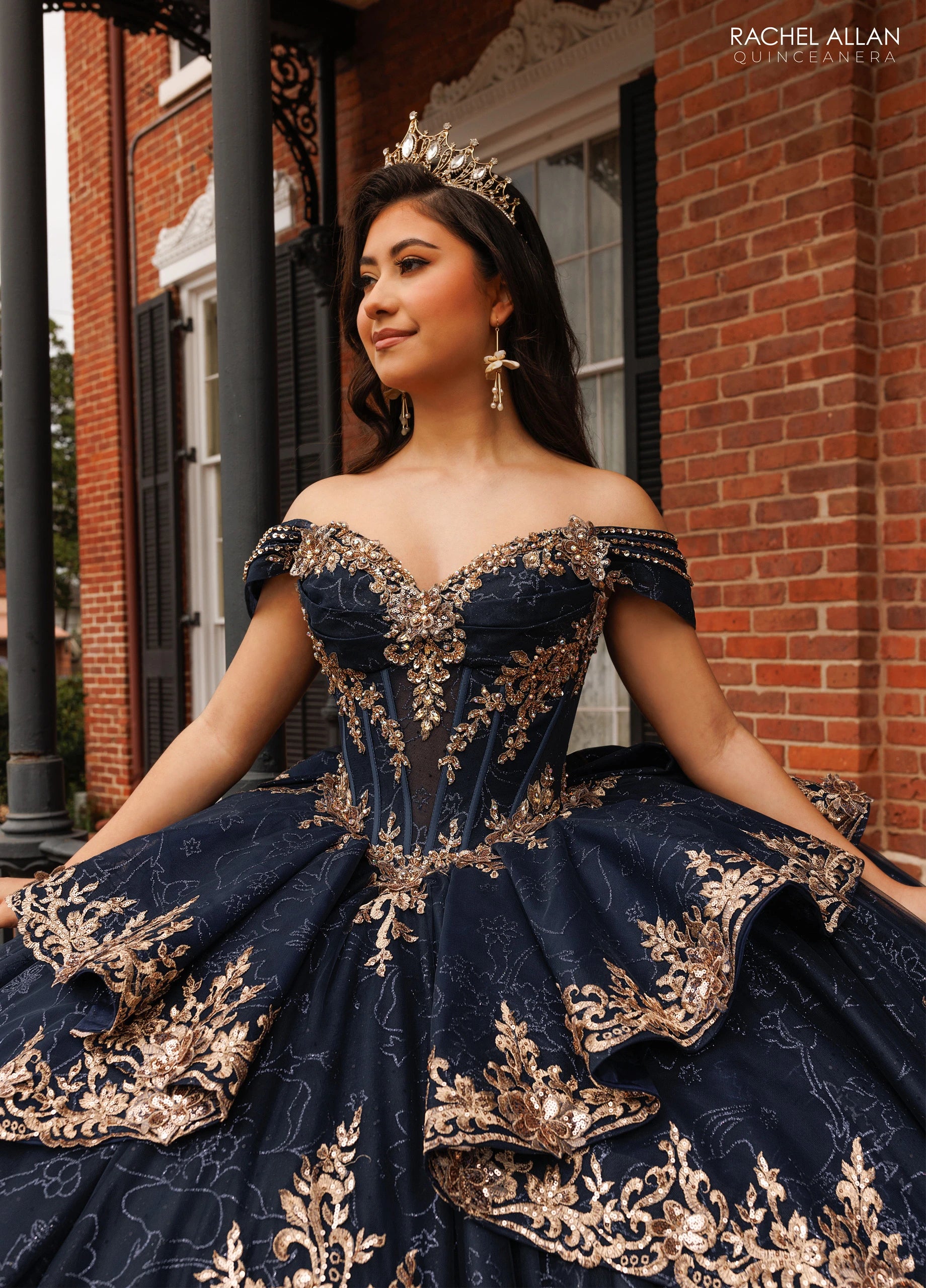 Off-the-Shoulder Floor-Length Tulle Quinceañe Ball Gown Rachel Allan RQ1191
