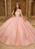 Quinceniera Dresses Long Ball Gown Glitter Overskit Quinceanera Dress Blush