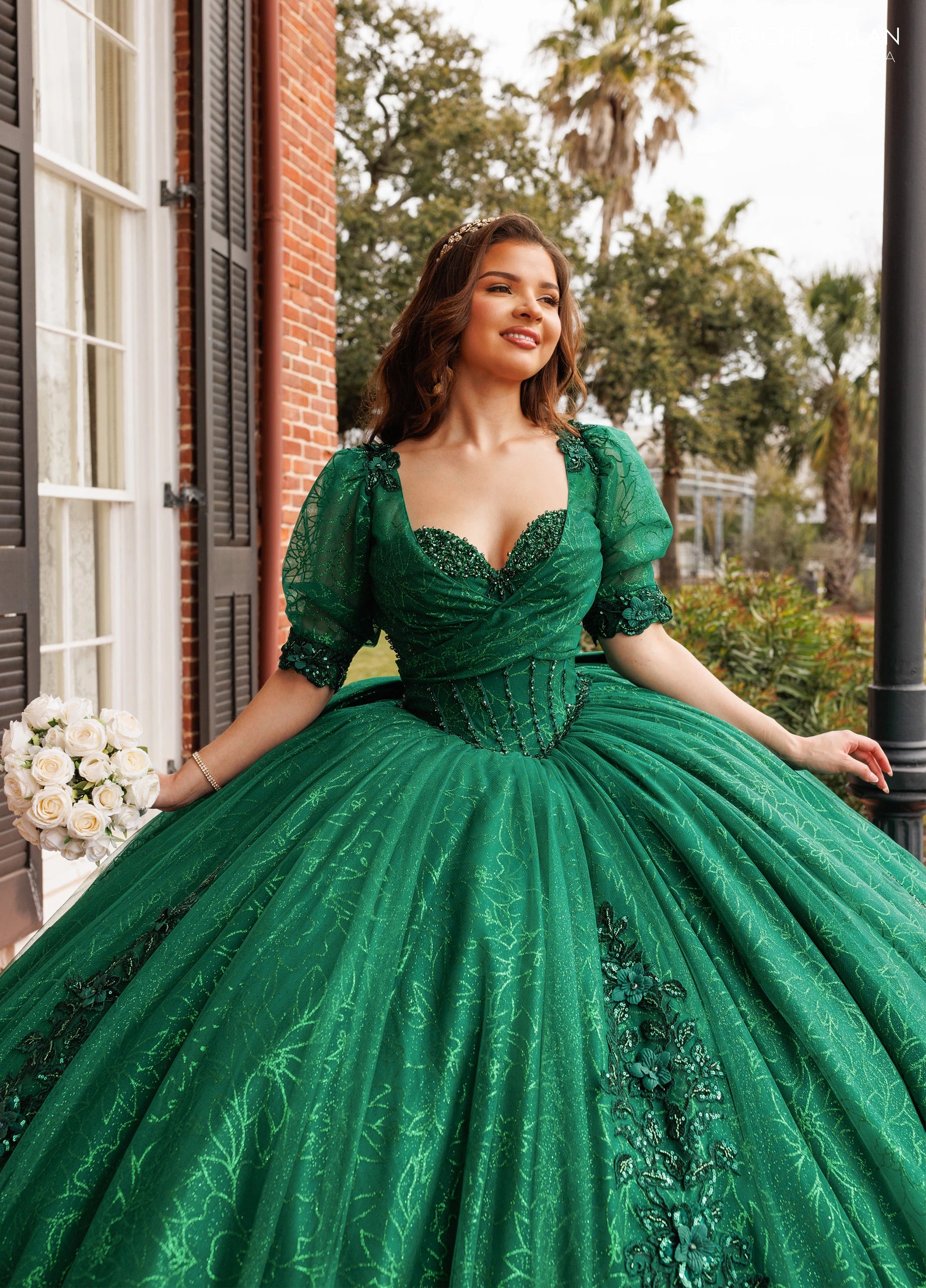 Strapless Curved Neck Floor-Length Tulle Quinceañe Ball Gown Rachel Allan RQ1195
