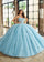 Quinceniera Dresses Long Ball Gown Glitter Overskit Quinceanera Dress Light Blue