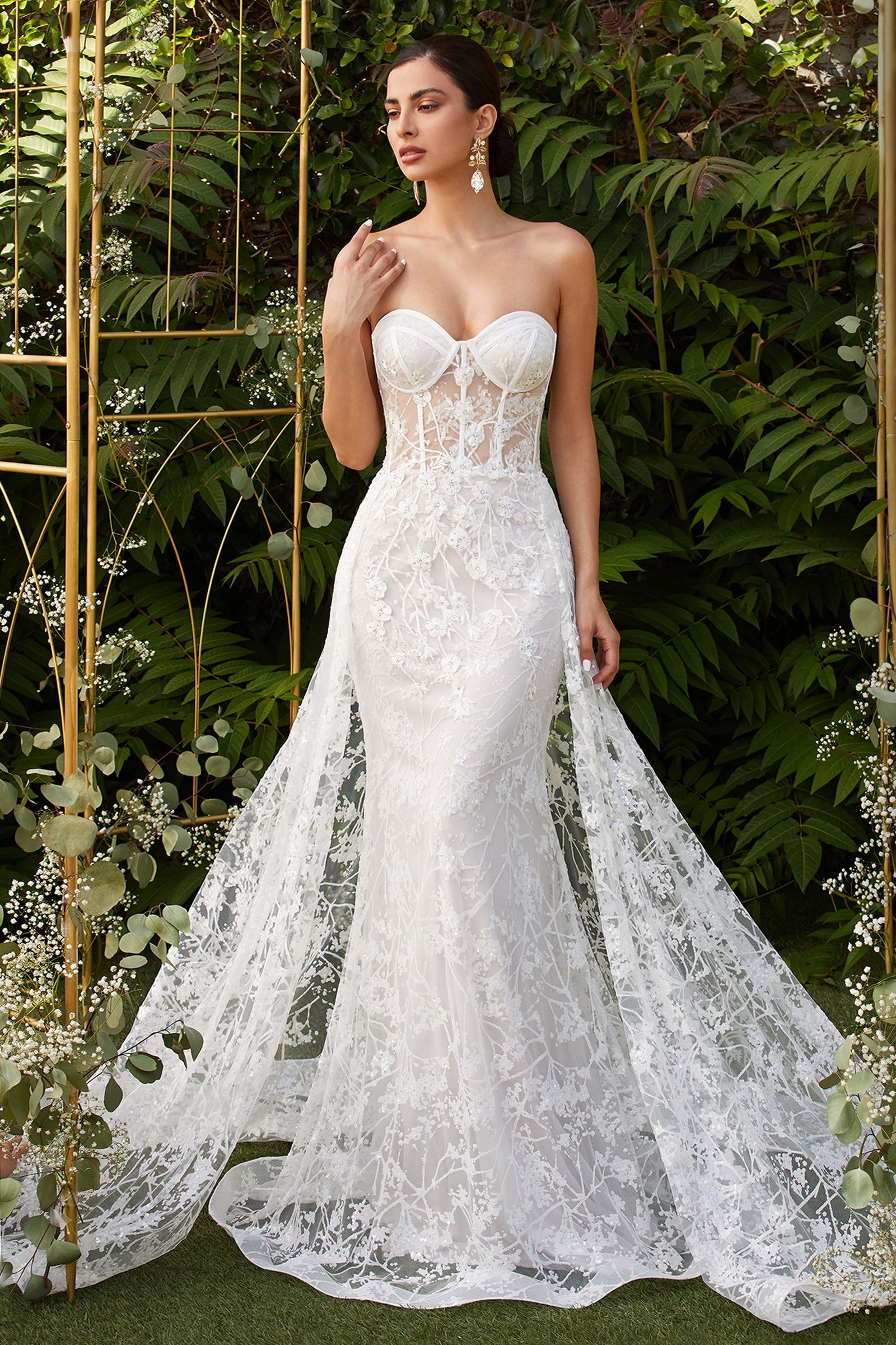 LaDivine CB046W Long Formal Strapless Wedding Dress