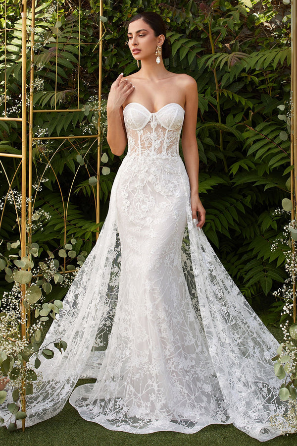 LaDivine CB046W Long Strapless Wedding Dress