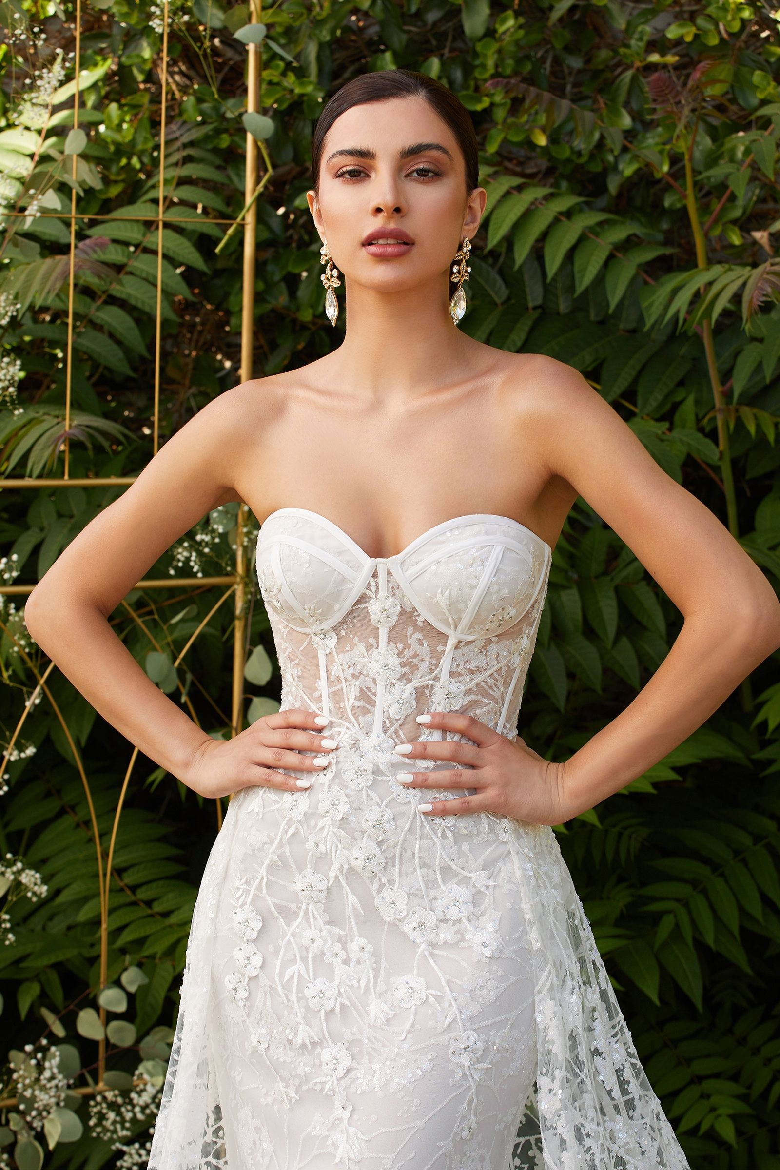 knee length dresses for ladies LaDivine CB046W Long Strapless Wedding Dress – The Dress Outlet