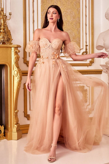 Sexy Strapless A Line Long Prom Gown - The Dress Outlet Blush